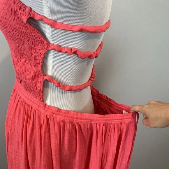 R.Yiposha Pink Halter Maxi Summer Dress Strappy Back Size Large NWT - Picture 8 of 10